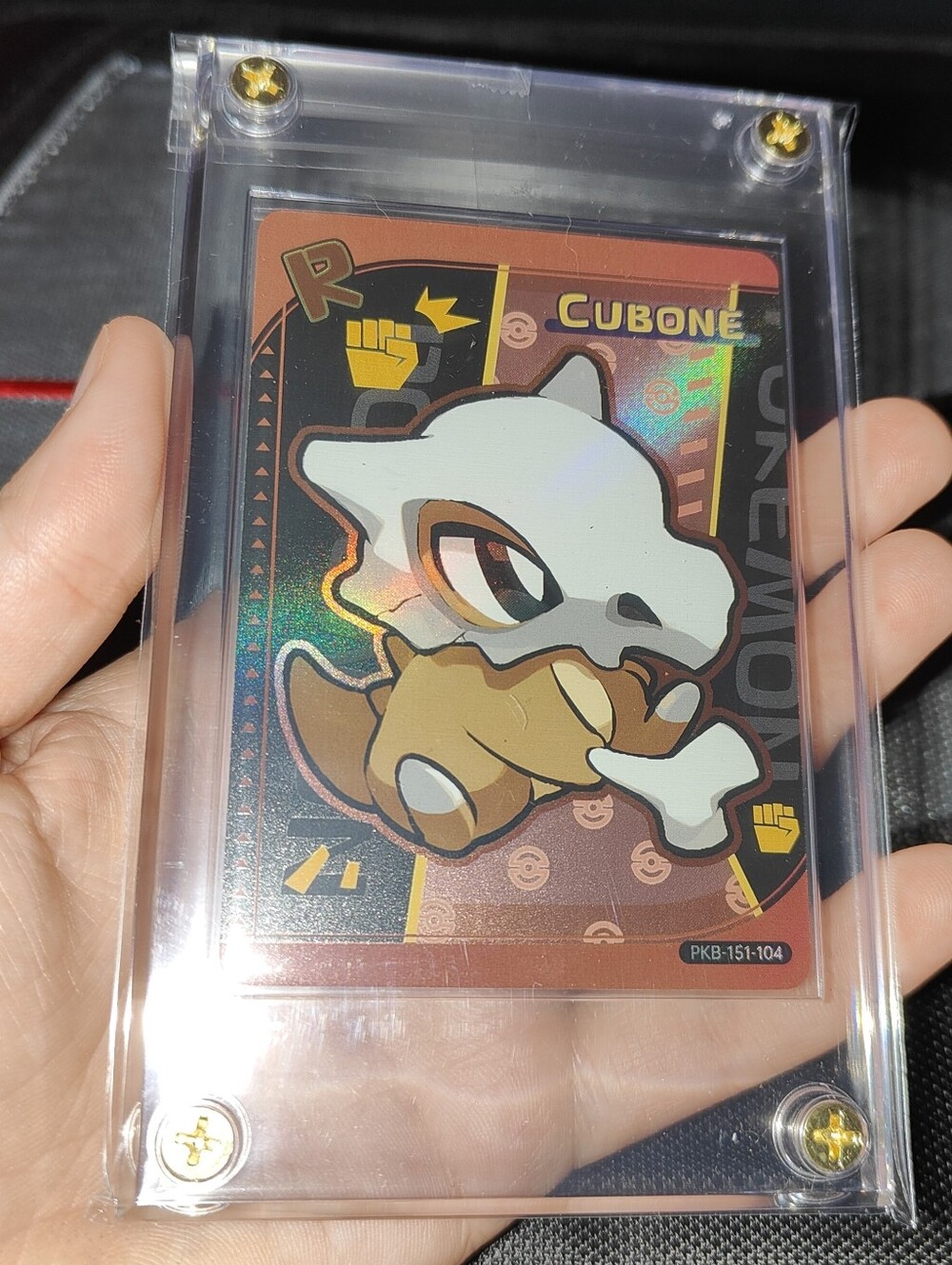 Cubone Rare holo encased Pokémon Unofficial Card Chinese Poke Baby Chibi